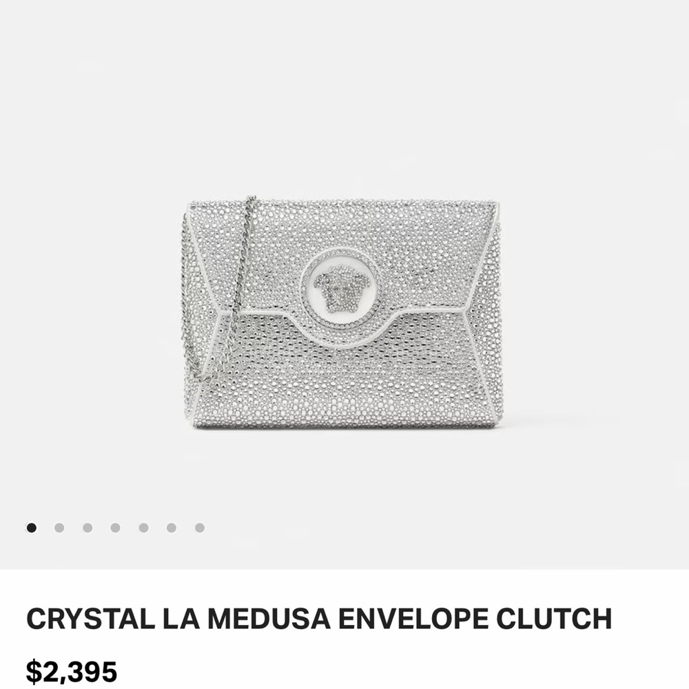 Versace la medusa swarovski crystal envelope clutch in color silver